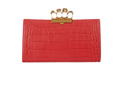 Croc Embossed Ring Clutch, Leather, Red, DB, MII, 2*